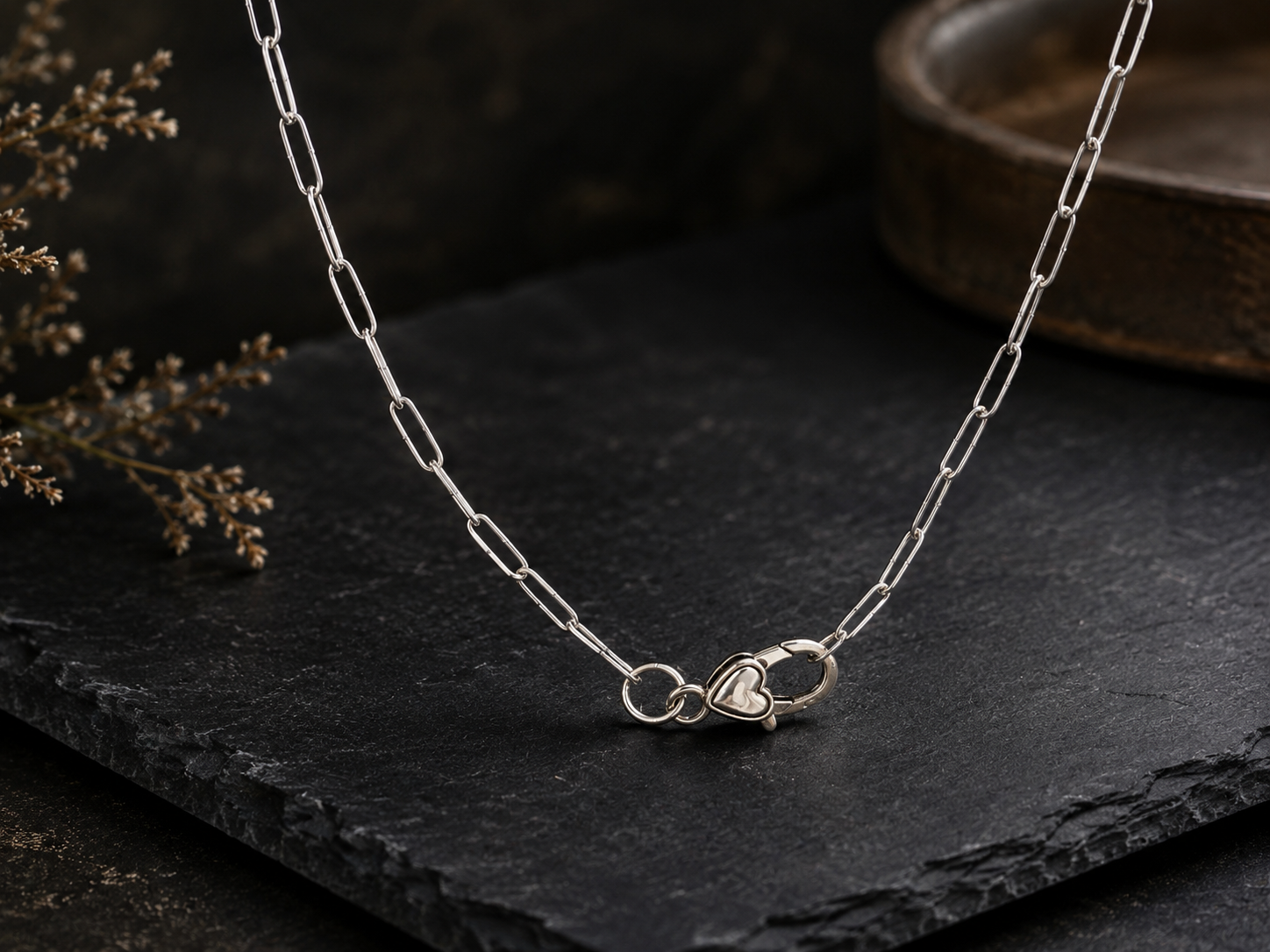 Paperclip Charm Holder Necklace – Stainless Steel