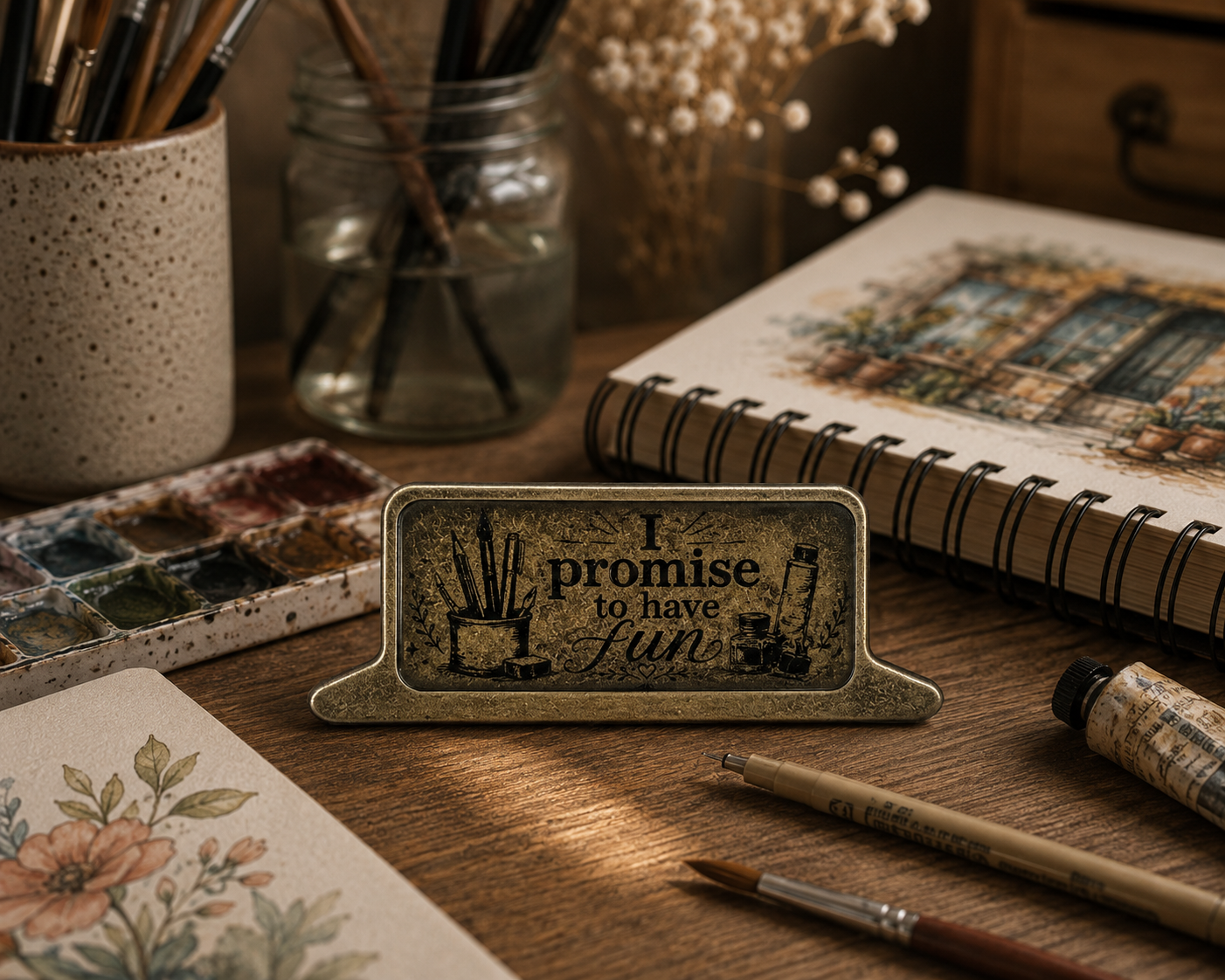 I Promise to Have Fun – Laser Engraved Metal Sketchbook Clip