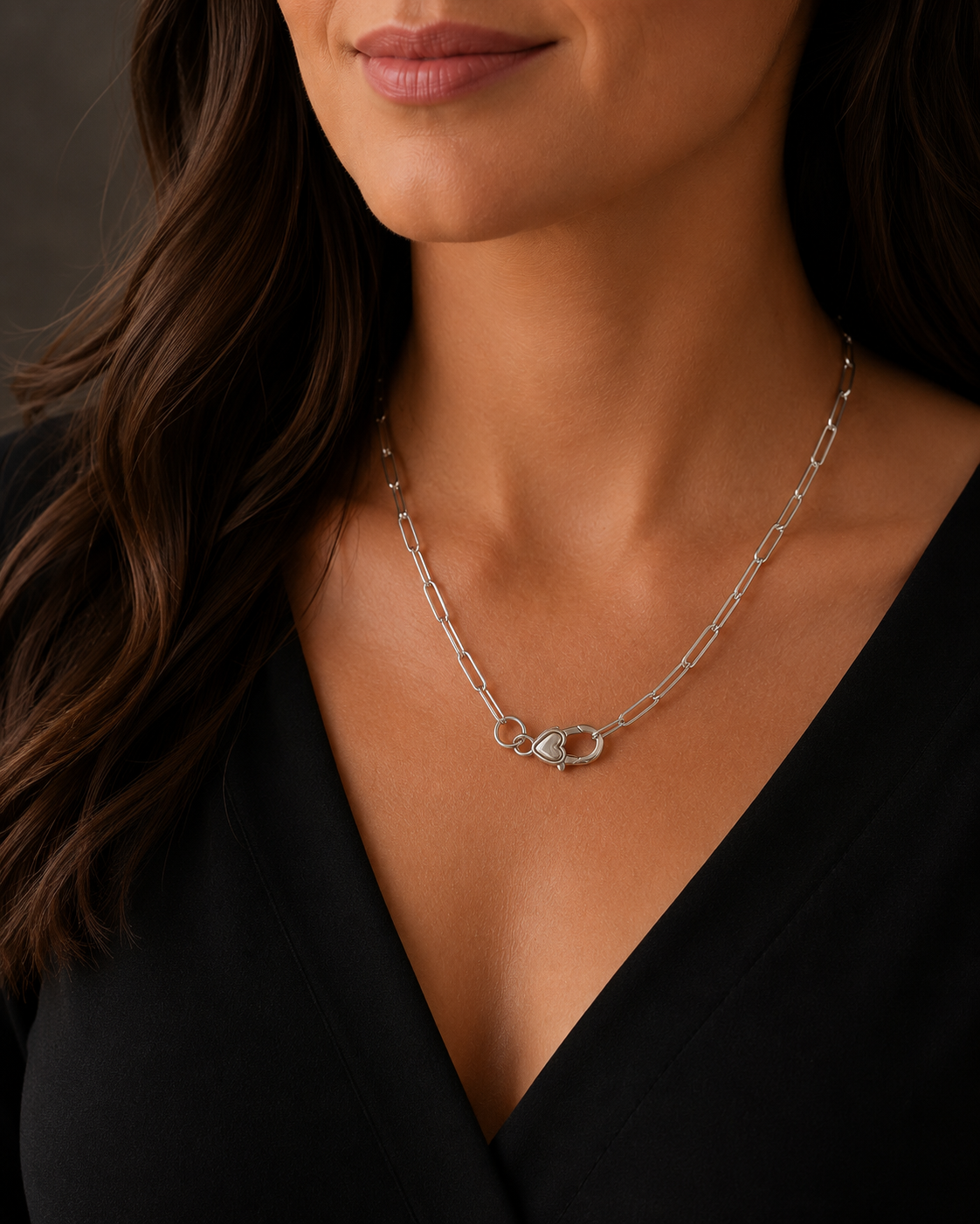 Paperclip Charm Holder Necklace – Stainless Steel