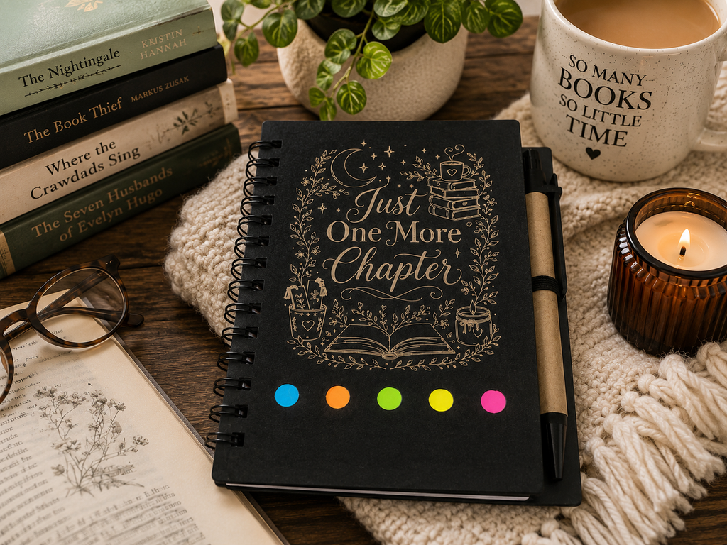 Personalized "Just One More Chapter" Notebook Gift Set