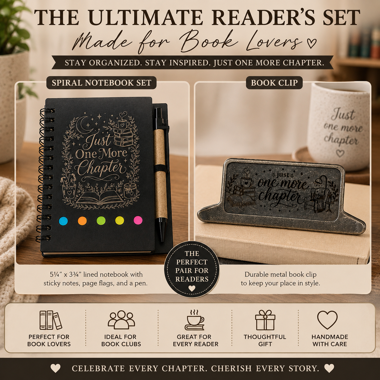 Ultimate Reader’s Gift Set – Notebook & Matching Book Clip