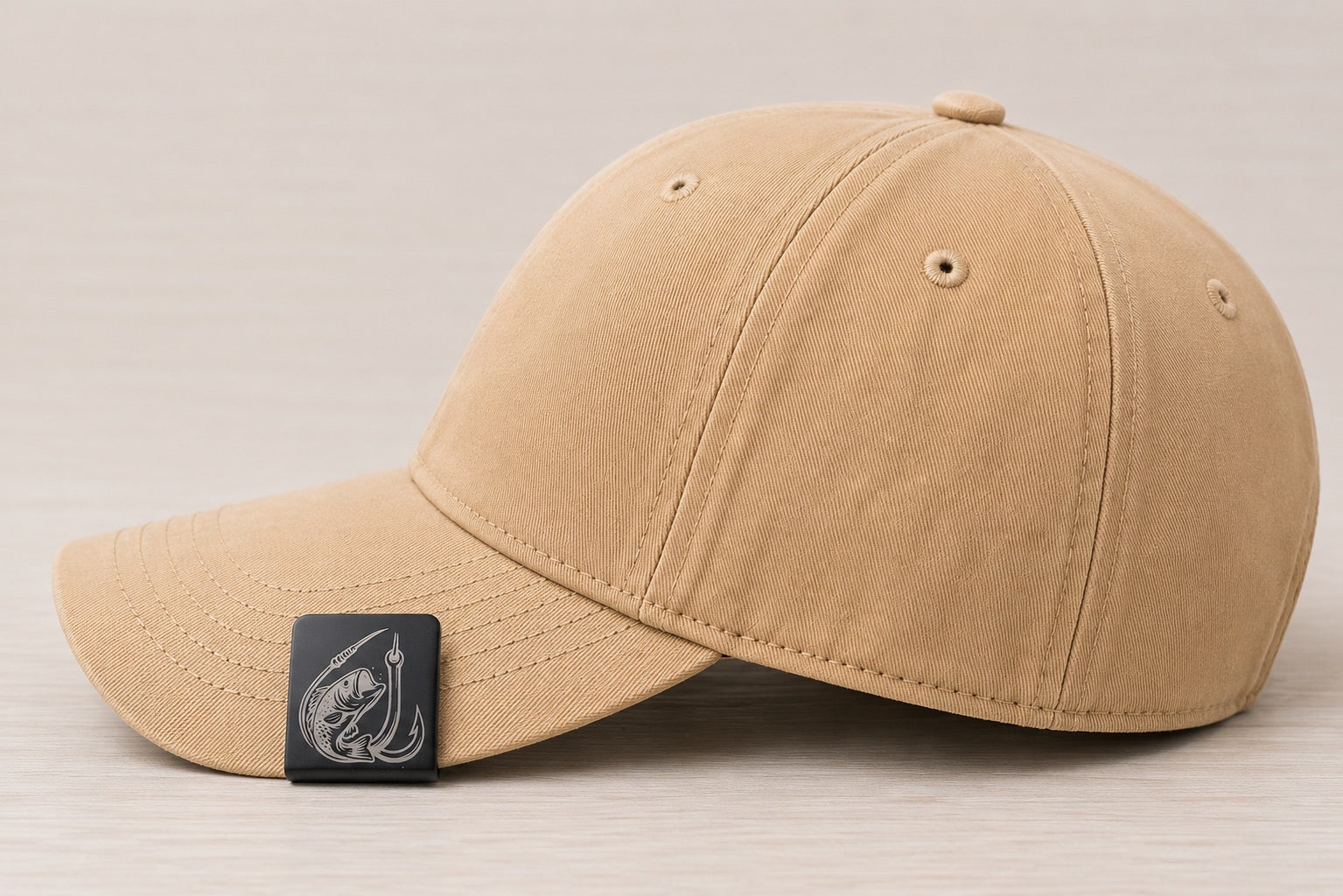 Laser Engraved Metal Cap Clip - Fish & Hook