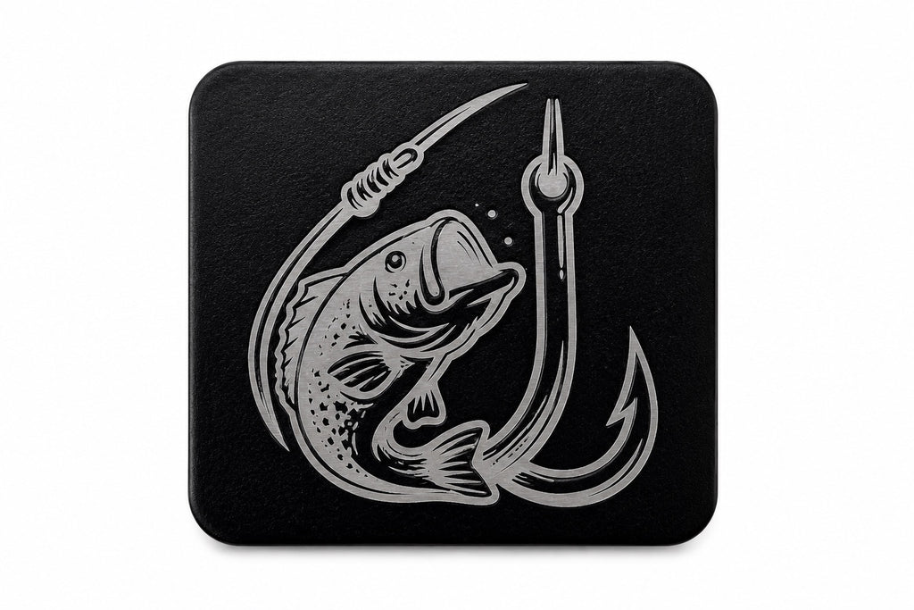 Laser Engraved Metal Cap Clip - Fish & Hook