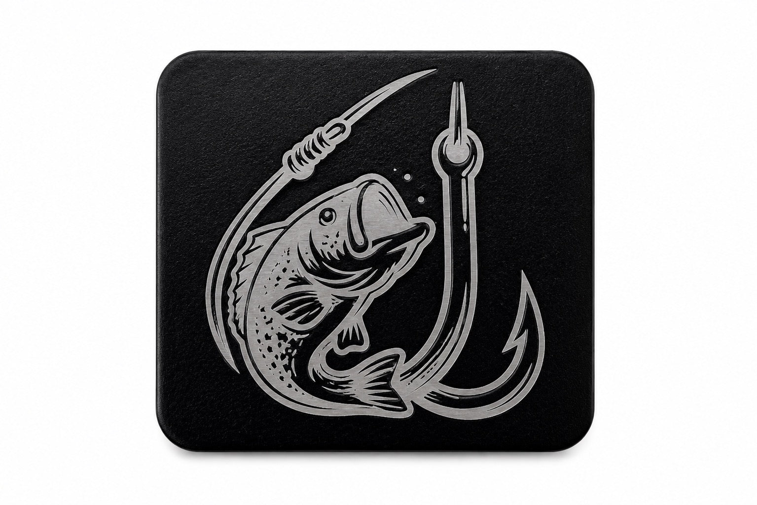 Laser Engraved Metal Cap Clip - Fish & Hook