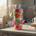 Personalized sublimation tumbler with colorful floral wrap design