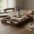 Handcrafted solid walnut wooden serving tray with handles