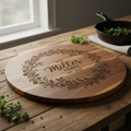 Custom laser engraved cutting board with floral design